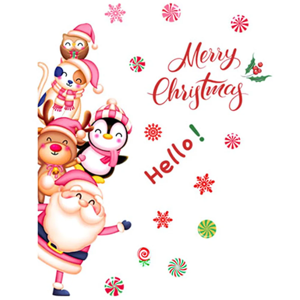 Cheerful Merry Christmas Decor Festive Decoration Pink Christmas Door Sticker Cheerful Merry Christmas Message Easy Application