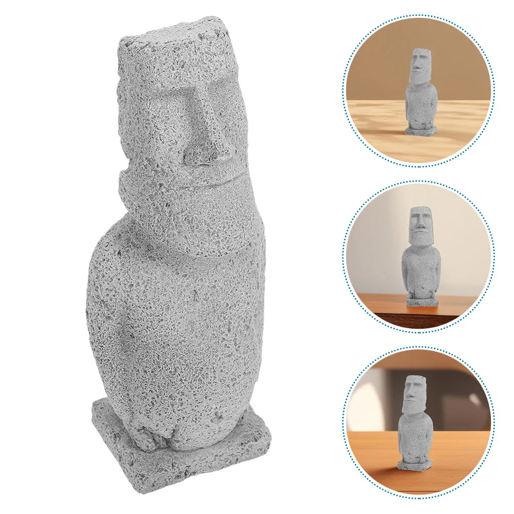 

2 Pcs Moai Statue Easter Island Porch Statues Sandstone for Garden Lawn Home Party Supplies Head