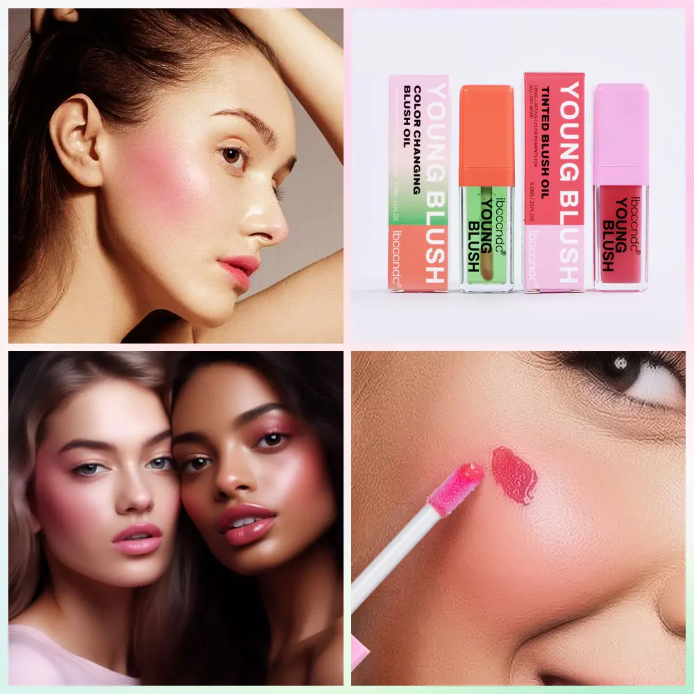 Color-changing Blush Oil Brighten Skin Tone Lasting Easy To Color Liquid Blush High-gloss Facial Makeup Cosmetics Liquid Blusher