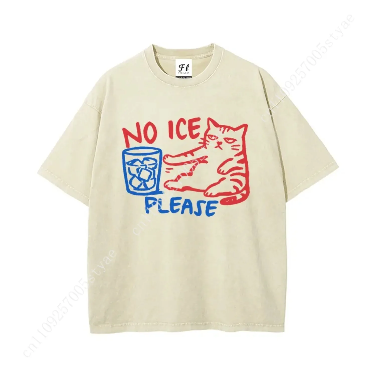 No ICE Please Cat Abolish ICE Shirt S~5XL Oversize Unisex Washed T-Shirt for Women and Men's Unisex Fit Batik Cotton Oversize St view 4
