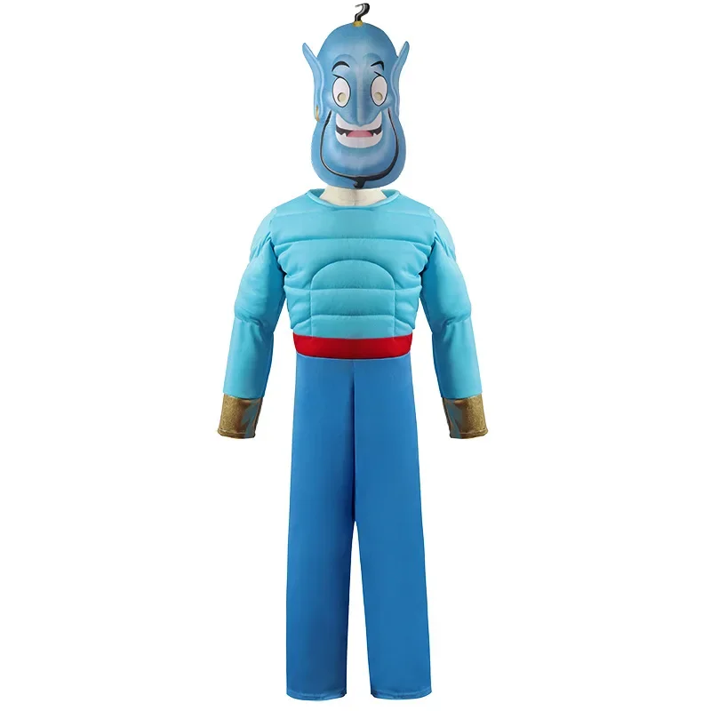 Male Kids Boys Aladdin Prince Cosplay Masquerade Children\'s Role-playing Prince Costume Blue Indian Arabian Muscle Costume