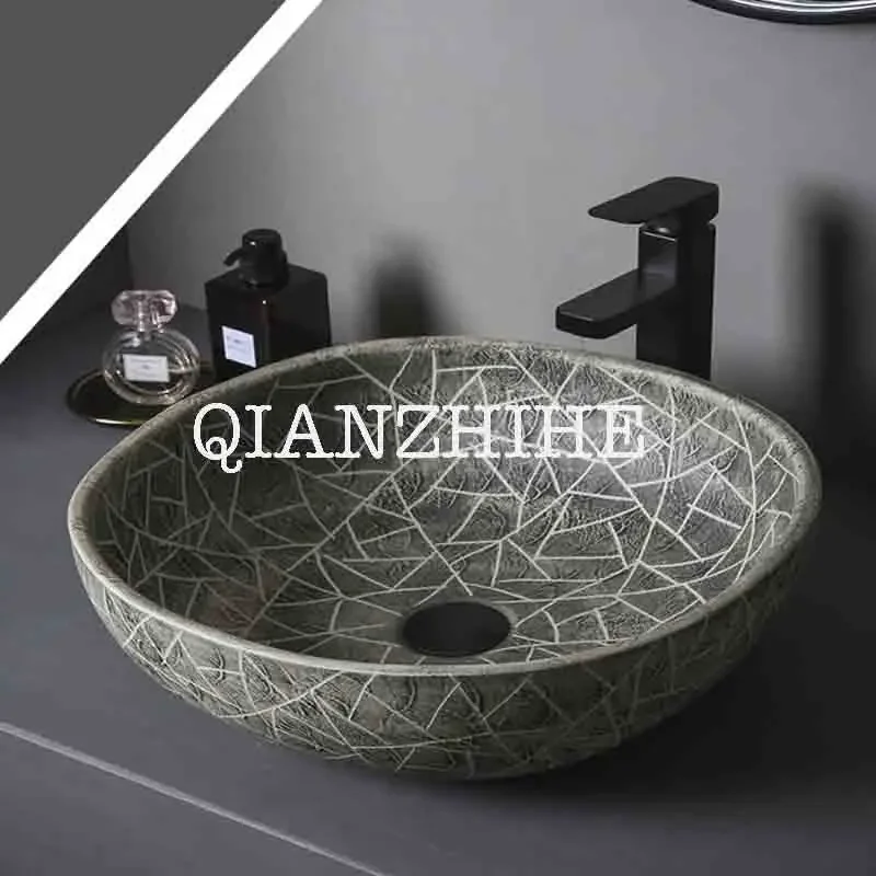 Retro Scrub Table Basin Single Basin Outdoor Washbasin Toilet Basin Home Courtyard Countertop Sinks Bathroom Hand Wash Basin