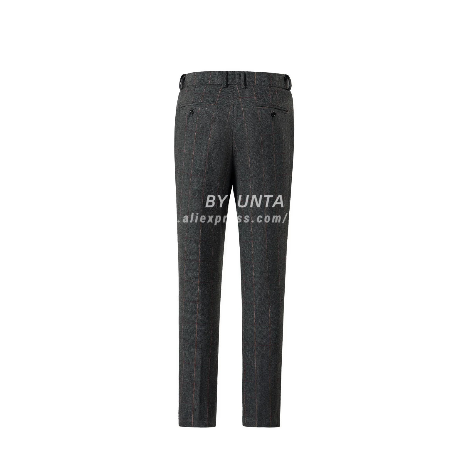 Bylunta Men's Dress Pants Tweed Plaid Classic Fit Siut Separates Slim Stylish Wool Casual Business Suit Pants