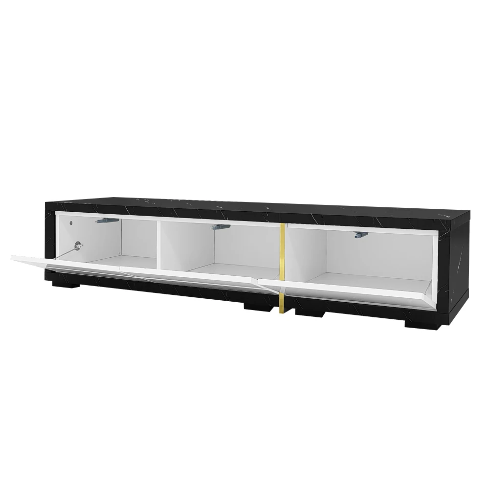 Moderner TV-Schrank mit variabler Länge (140–260 cm), drehbarer Funktion, weißes Hochglanz-Matt-Finish und goldenen Dekorationen – Detail 15