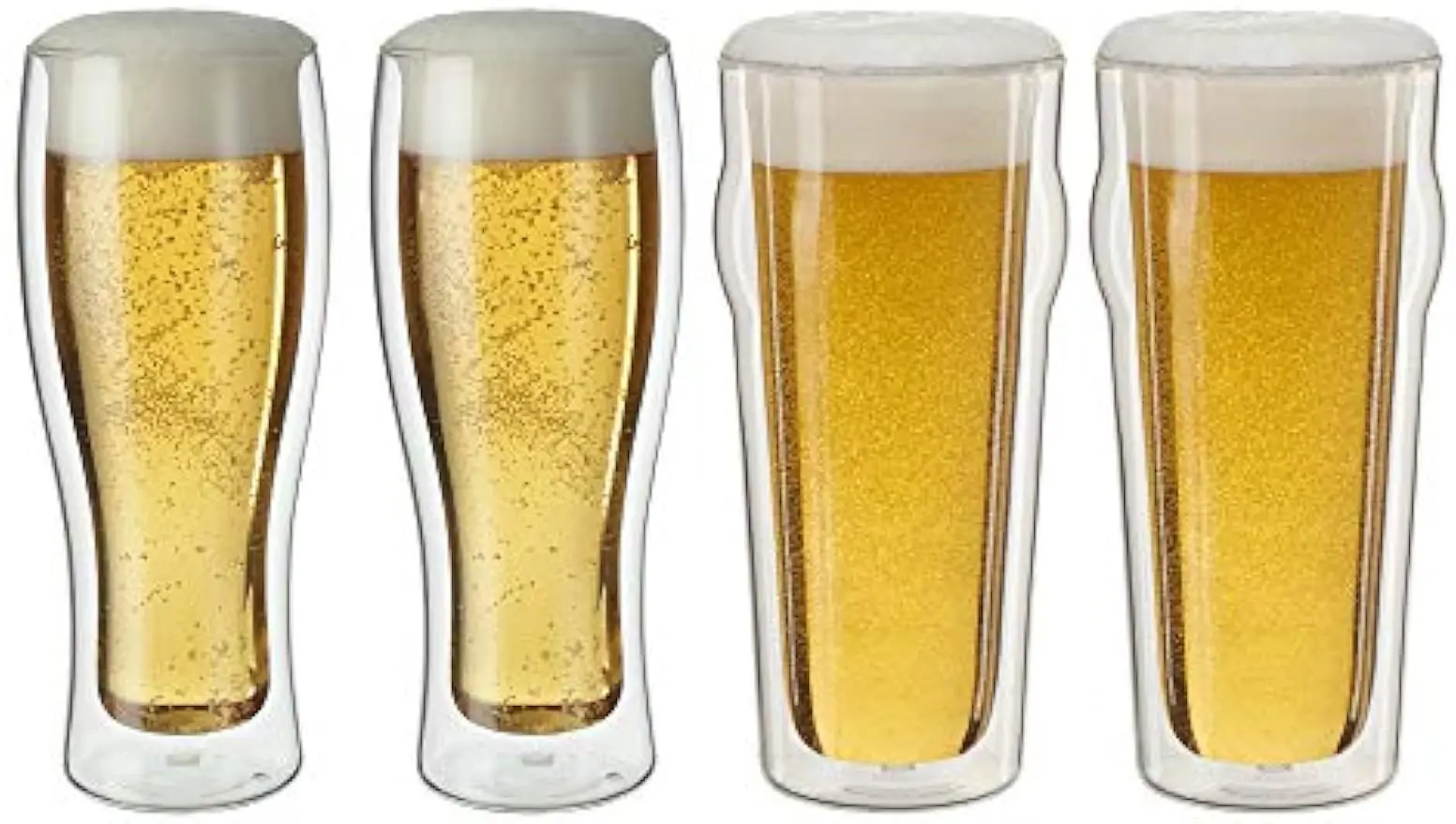 

Набор из 4 стекол Pint & Pilsner с двойными стенками для холодных напитков, прочный боросиликат