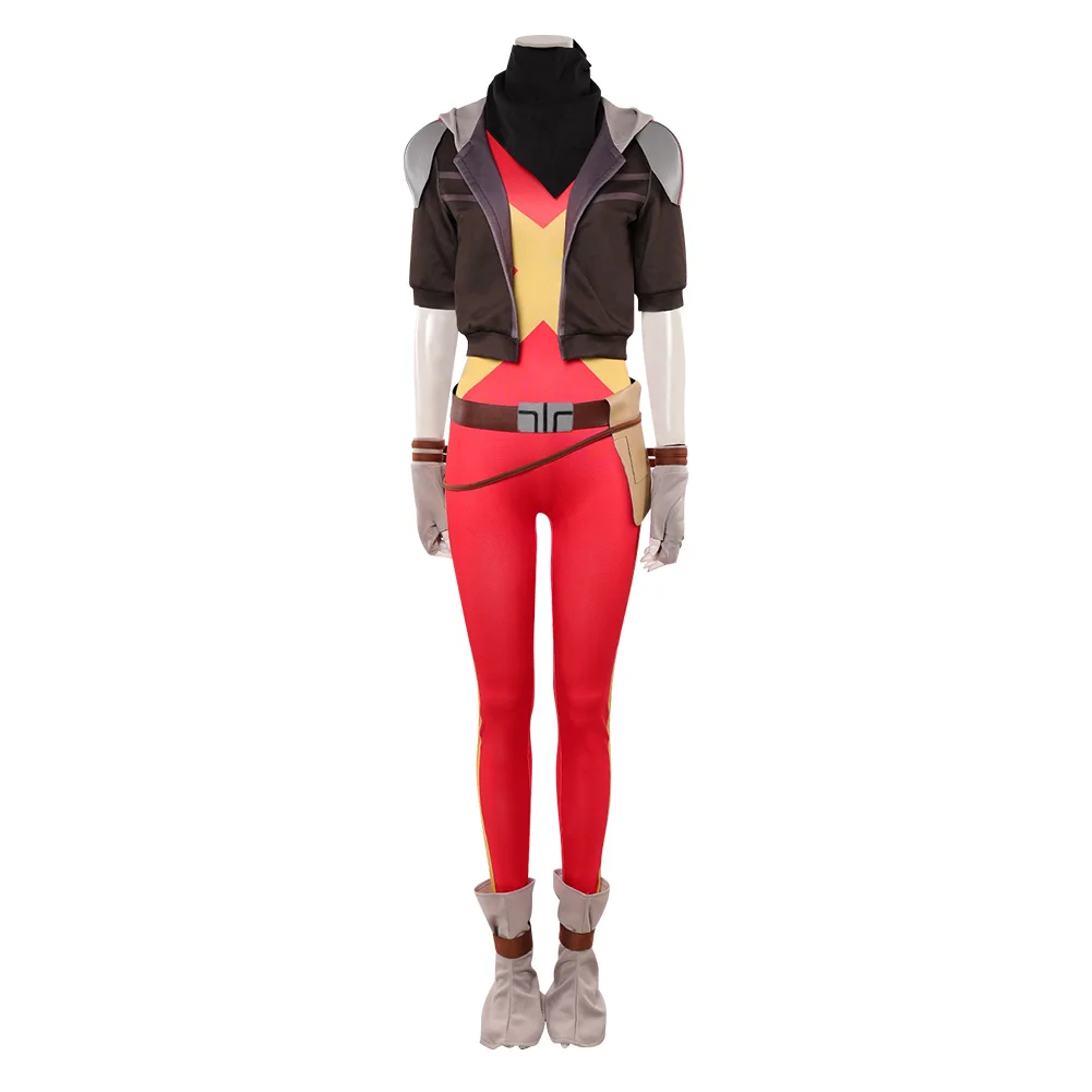 Jean Cosplay Costume Cropped Hooded Jacket Bodysuit Belt Gloves Neck Gaiter Boots Cover Women Halloween Carnival Disguise Outfit