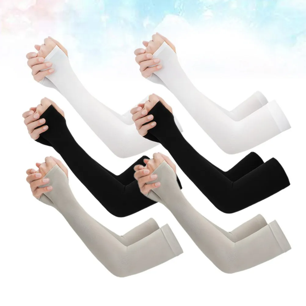 

6Pair Ice Silk Uv Protection Sleeves Cooling Arm Covers Sunblock Sleeves for Outdoor Sports Cycling Running Yoga Summer (White