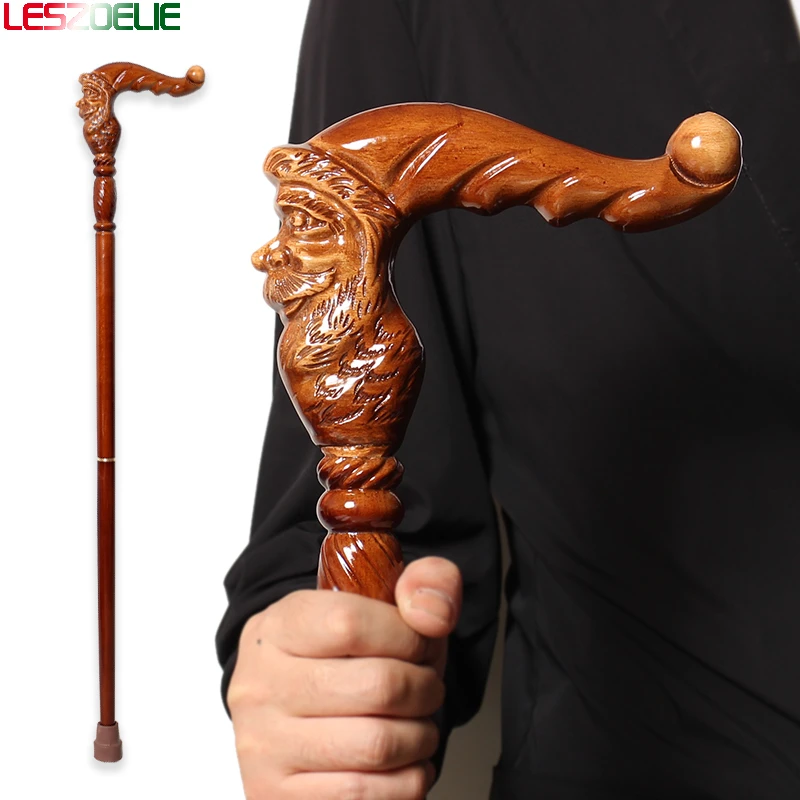 95cm Christmas Fashionable Canes Santa Claus German Beech Wooden Walking Stick Men And Women Elegant Brownish Red Walking Stick