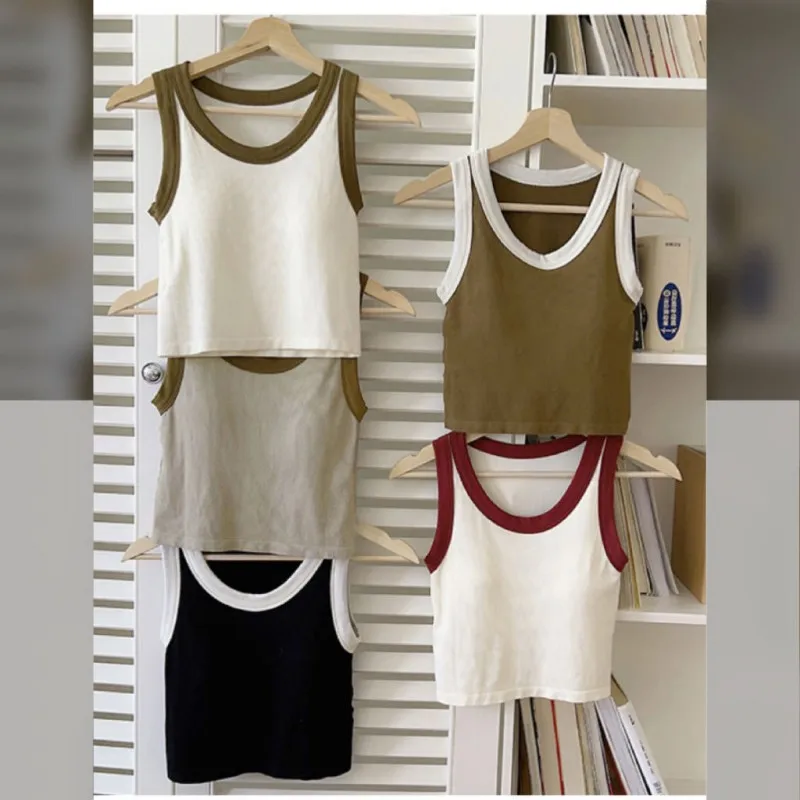 Women's Bra Top Sports Tank Tops Black Summer Camis Beauty Back Crop Tops with Removable Pad Bralette Streetwear Camisole
