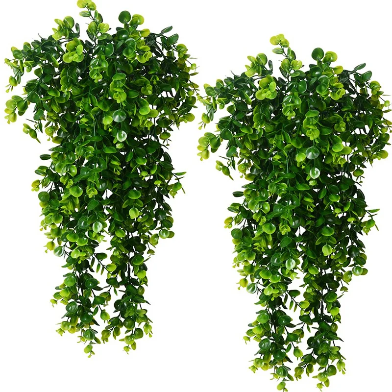 1Pcs Plastic Round Eucalyptus Simulated Plant Leaf Floral Rattan Home Hanging Decor DIY Aquarium Miniature Landscape Fake Plants