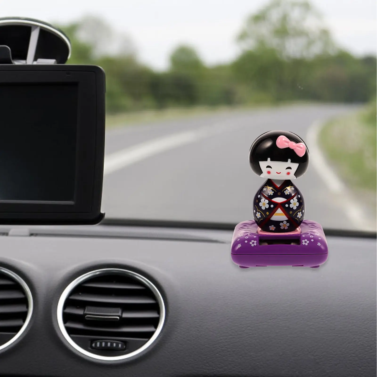 Ornamento de carro movido a energia solar japonês maiko bonito brinquedo de audição aliviar a fadiga presente decoração de escritório em casa acessórios de carro