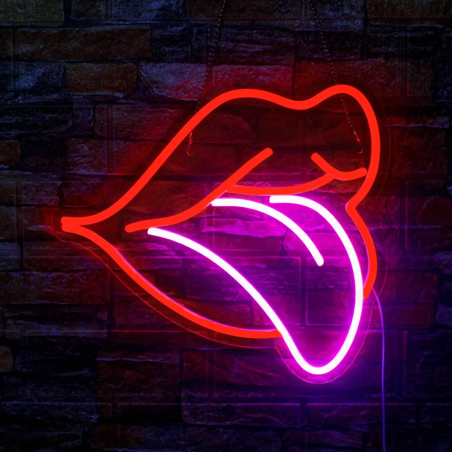 

Lips Tongue LED Neon Sign Dimmable Neon Light Sign For Wall Decor Party Club Bar Man Cave Room Decor Aesthetic Birthday Art Gift