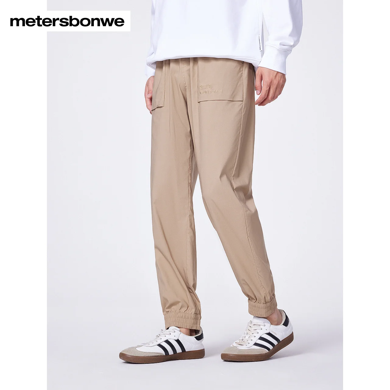 

Metersbonwe-Men's Printed Comfortable Ankle Length Trousers Large Pockets Embroidered letters Pants Spring Autumn