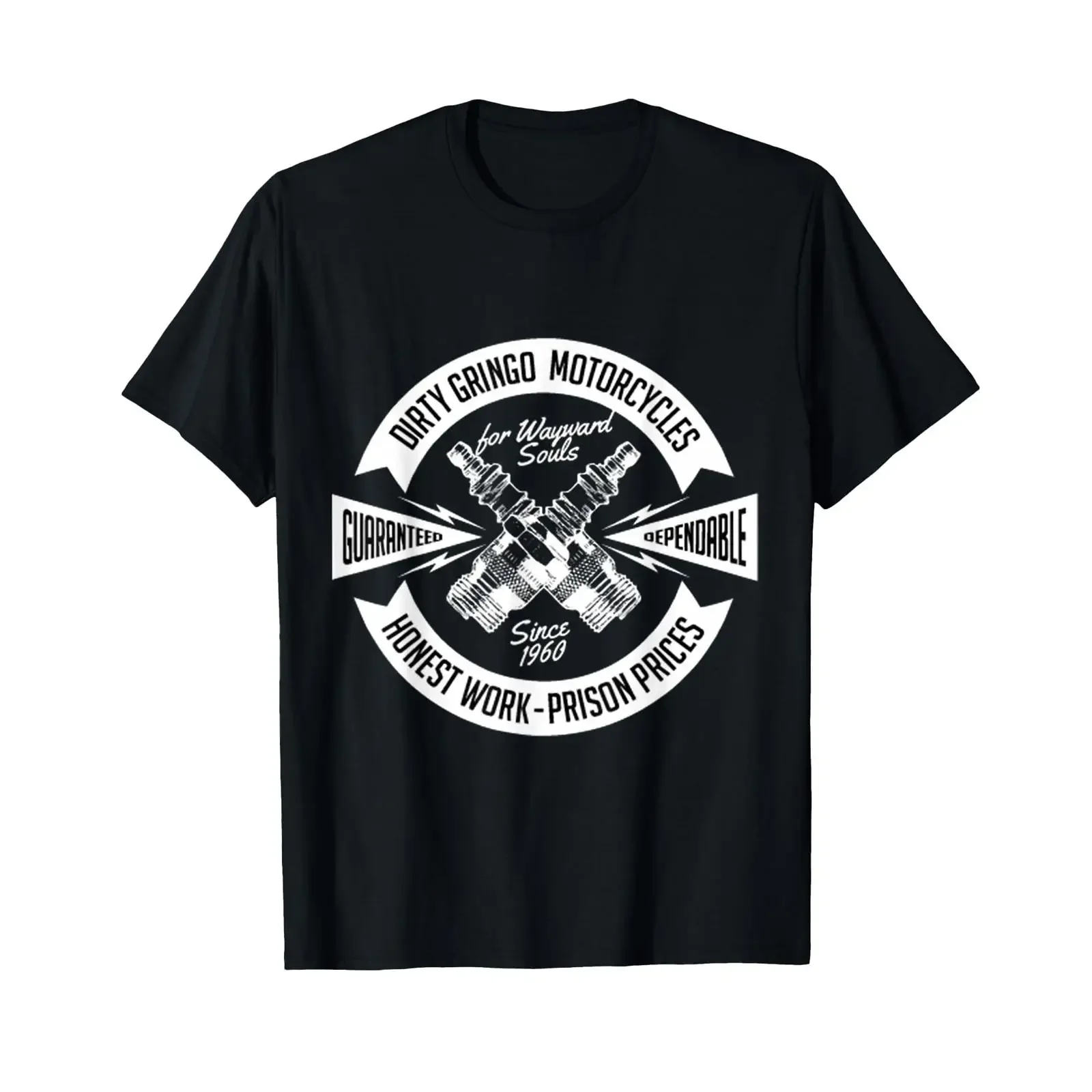 Camiseta sexy The Dirty Gringo Motorcycle Rat Rod Crossed Spark Plugs, estilo vintage lavado, ropa de calle cómoda de diseñador