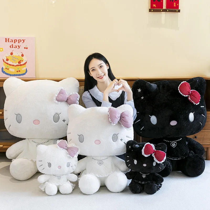 

45 см плюшевая кукла Sanrio, милый ангел и дьявол, кукла HelloKitty Cat, мягкая детская подушка KT, подарок на день рождения для девочек, Рождество