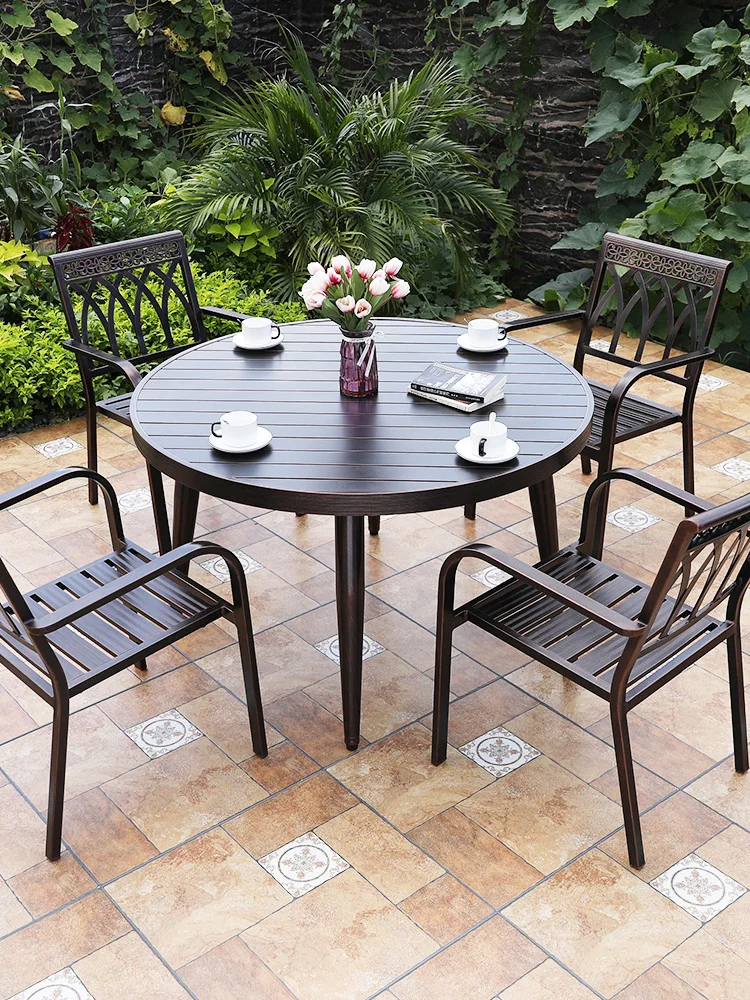 outdoor table and chair courtyard outdoor Nordic aluminum alloy furniture dining table leisure outdoor wrought iron table