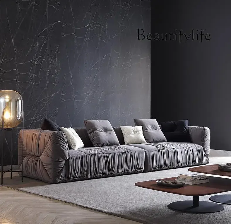 X35 Nordic Velvet Fabric Pleated Sofa Large Corner Sofa