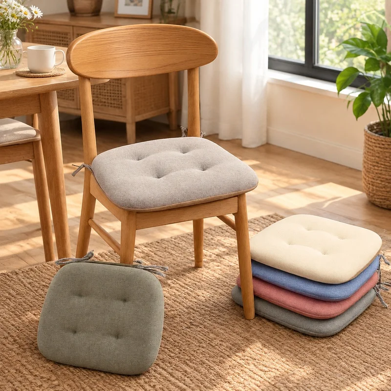Thick Summer Cushion Made of Breathable Cotton Linen, Ideal Seat Pad for Horseshoe Dining or Study Chairs