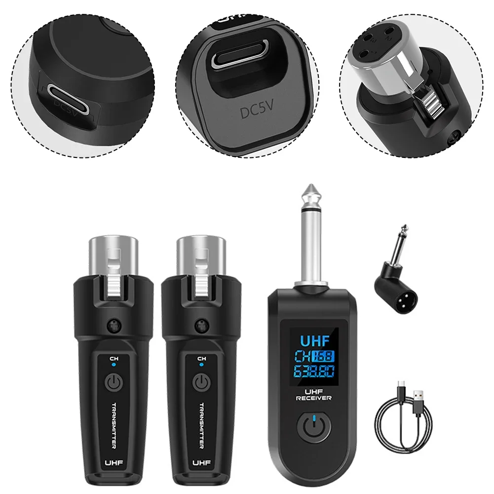 

Wireless Guitar UHF XLR Adapter Transmitter Receiver Mic Set For Mic Audio Mixer Stable Transmission Accessories