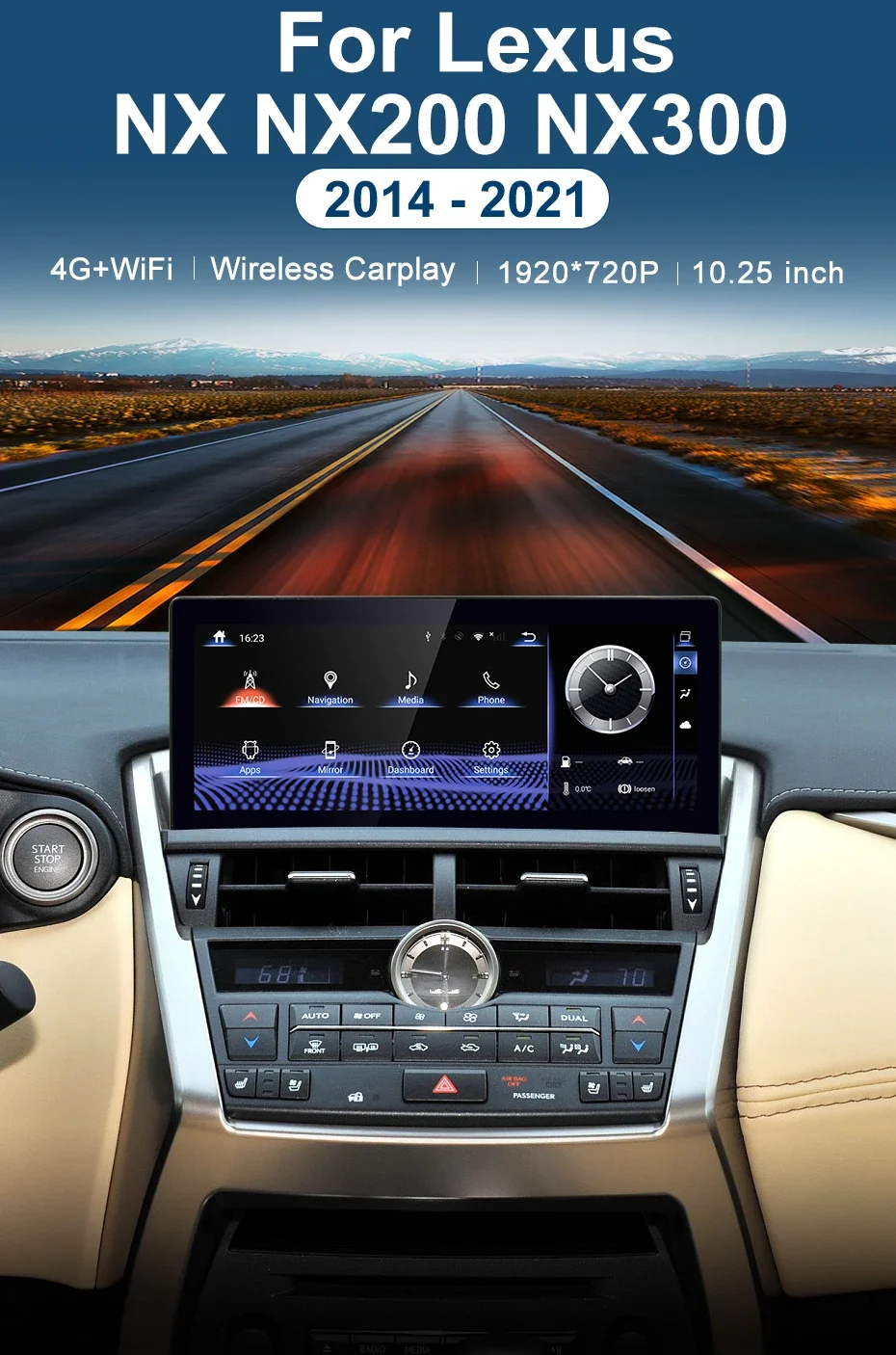

For Lexus RX RX270 RX350 RX450H 2009-2014 10.25inch Car Radio Multimedia Player Android 13 Carplay GPS 4G WIFI Stereo
