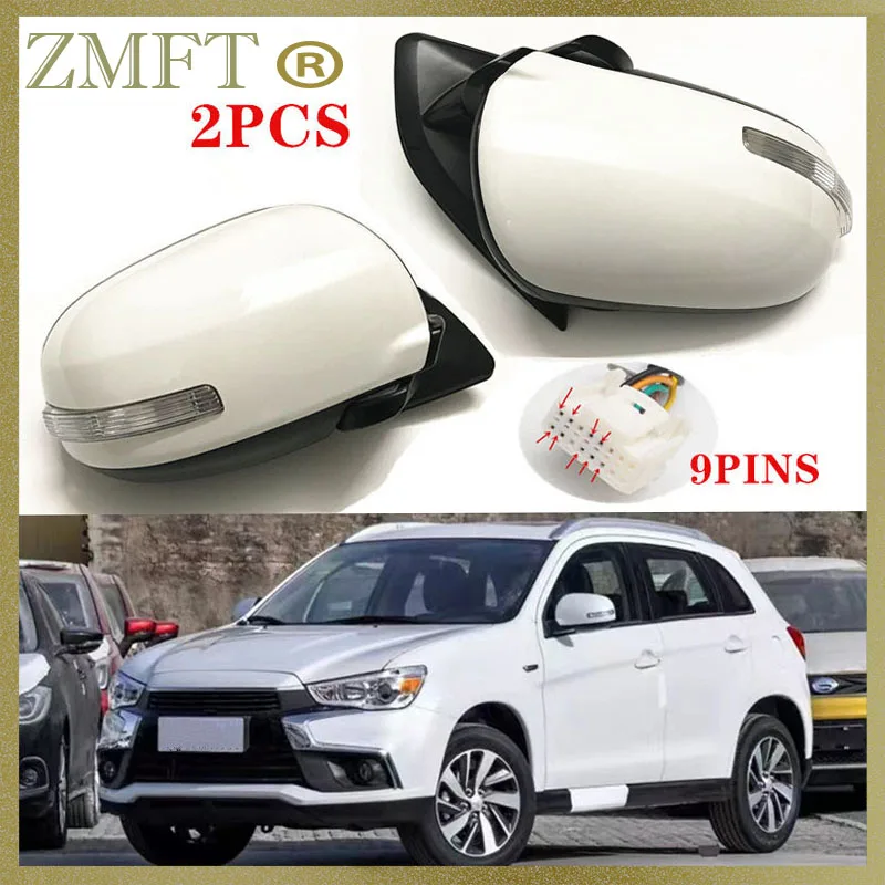 2PCS Left and Right Car Exterior Side Mirror Assembly For Mitsubishi ASX 2010- 2019 With Lamp Heated Auto Folding 9PINS