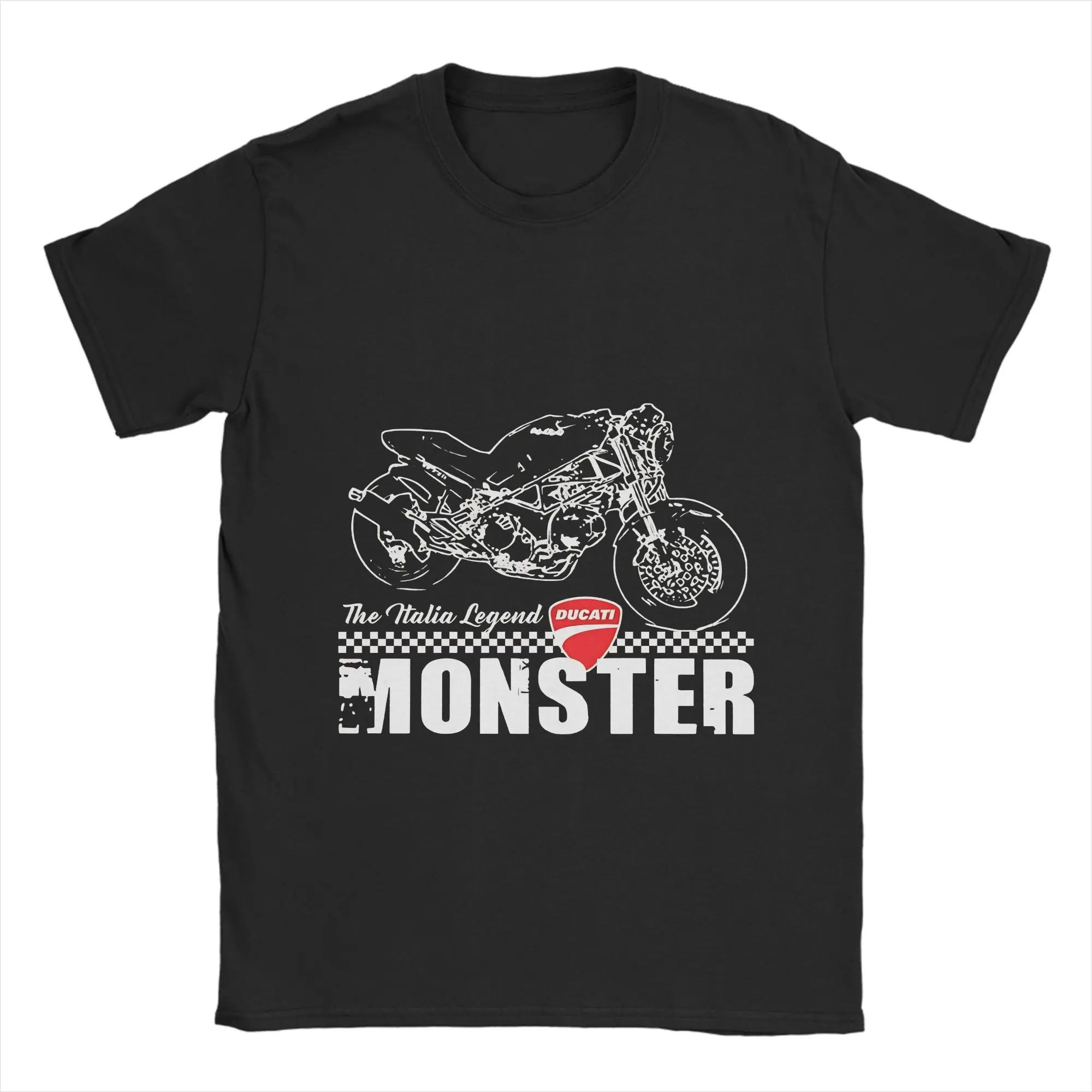 Ducati Monster Motorrad Lustiges T-Shirt aus 100 % Baumwolle, Moto-GP-Tops, T-Shirts für Herren – Detail 4