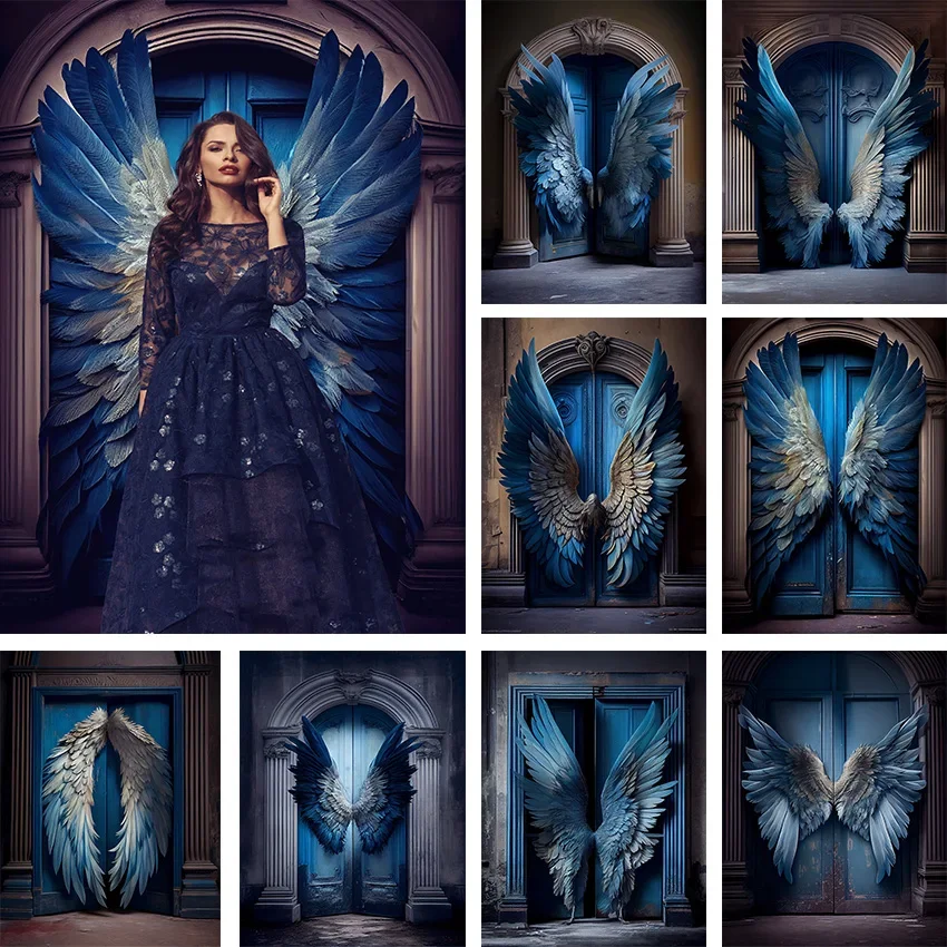 

Mehofond Photography Background Retro Blue Angel Wings Adult Birthday Wedding Maternity Art Portrait Decor Backdrop Photo Studio