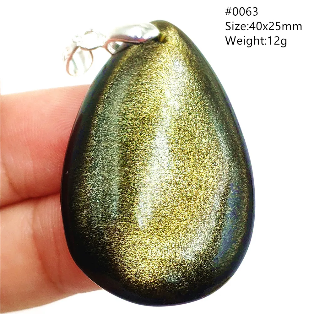 Natural Gold Obsidian Flash Light Wealthy Pendant Jewlery Big Size Water Drop Necklace Obsidan Carved Fashion AAAAA
