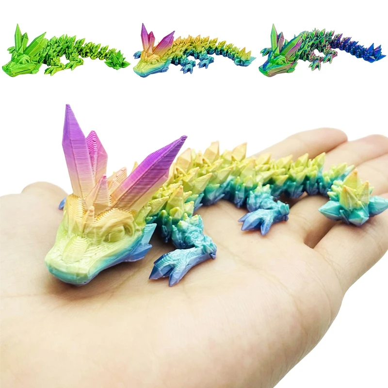 3D Printed Dragon Flexible Movable Dragons Rotatable Articulated Dragons Ornaments Home Office Desktop Craft Ornament