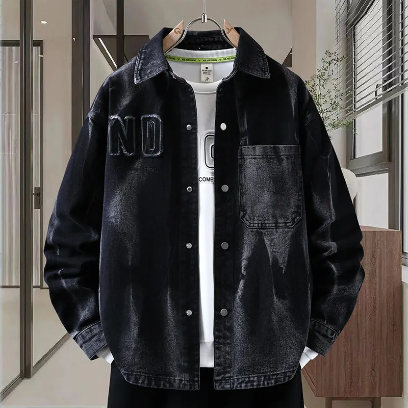 

Retro American Waed Denim Jaet Men's Large Size Spring New Sle High Sensation College Student Jaet Men's Outerwear