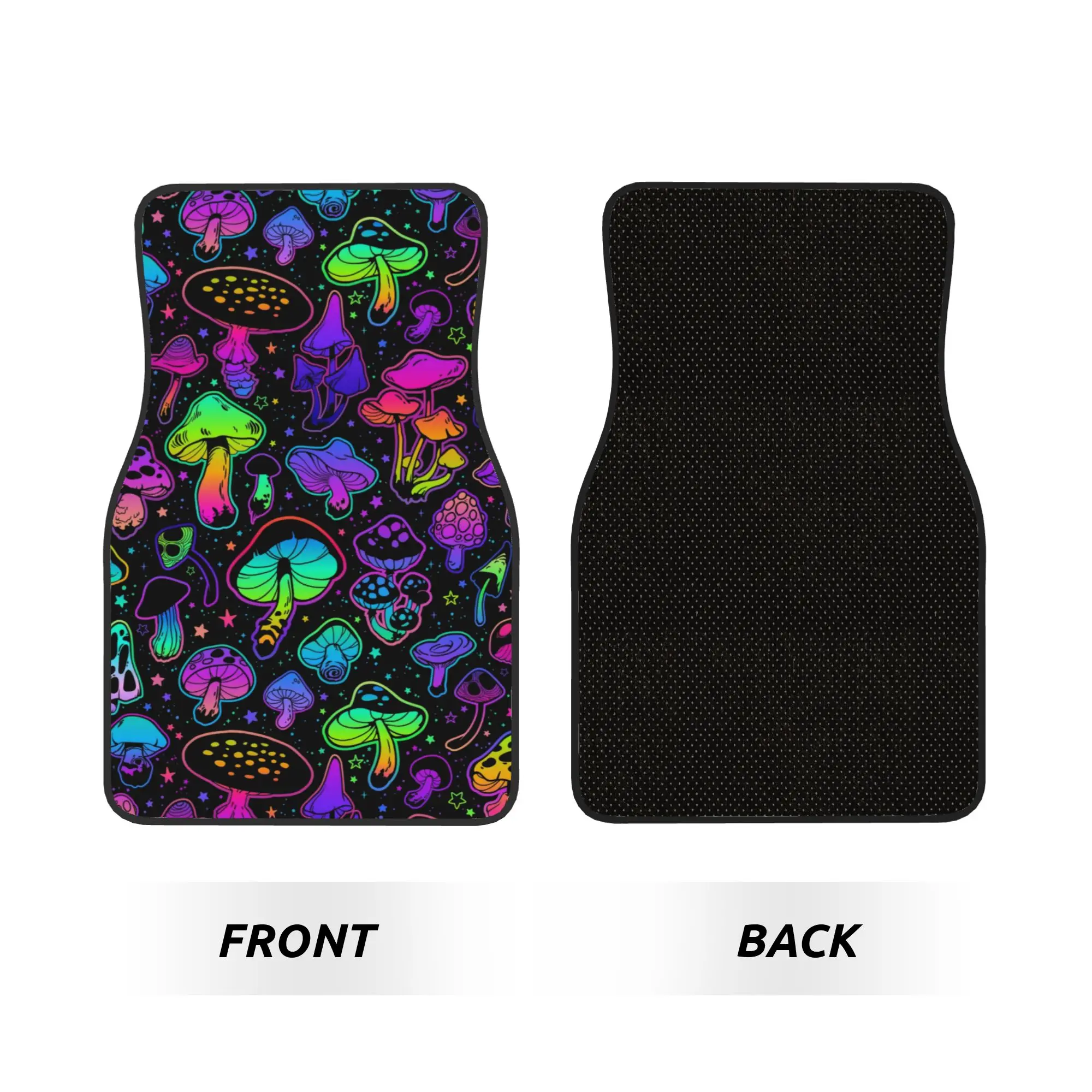 Psychedelic Trippy Magic Rainbow Mushroom Mysterious Boho Car Floor Mats of 4 Pieces Universal Car Front Rear Carpets Foot Mats