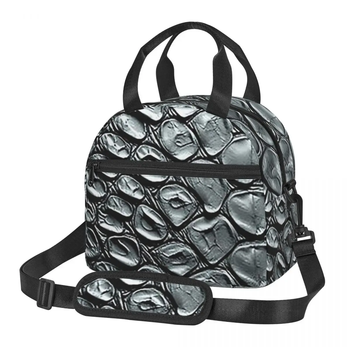 Piel de serpiente serpiente gris serpiente Animal estampado Viper bolsas de almuerzo aisladas caja Bento bolsa de almuerzo bolsas de Picnic bolsa para mujer estudiante