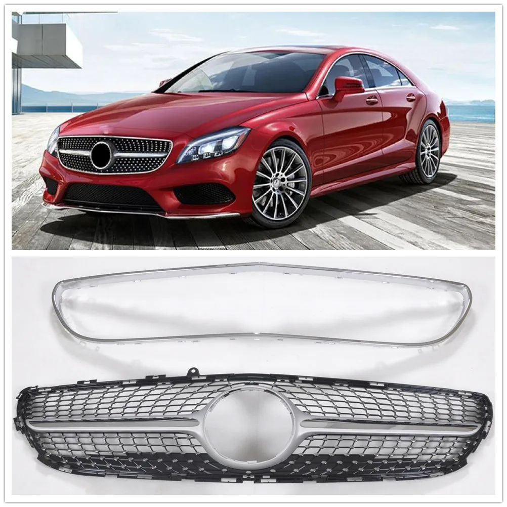 Front Grille W/ Grill Frame Upper Bumper Hood Mesh For Mercedes Benz W218 CLS Class CLS260 CLS300 CLS320 CLS350 CLS400 2015-2018