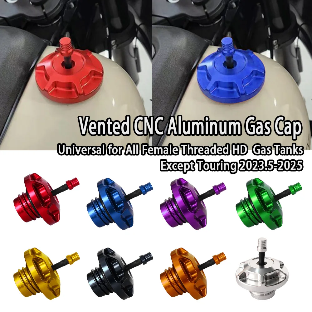 MX Club Style Vented CNC Aluminum Gas Cap Universal for Harley Davidson All Female Threaded Gas Tanks Except Touring 2023.5-2025