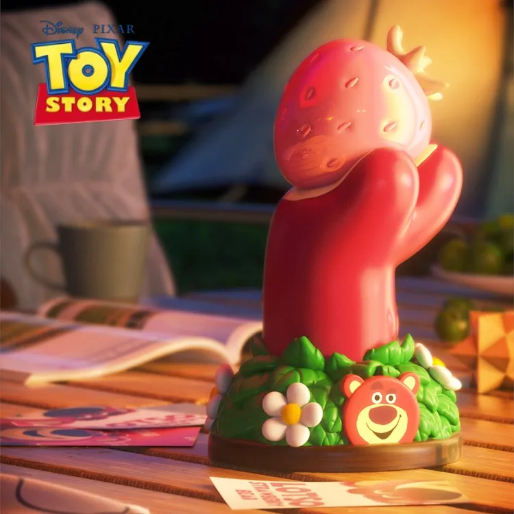 Disney Toy Story Strawberry Bear Hand Lamp Wireless Charging Small Table Lamp Home Decorations Collectible Trendy Children Gift