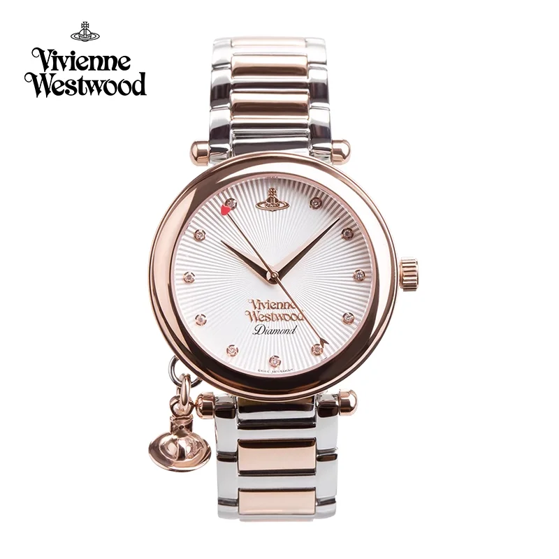 

Женские часы Vivienne Westwood 11, натуральные бриллианты — легкий роскошный модный ремешок из нержавеющей стали, водонепроницаемые кварцевые часы
