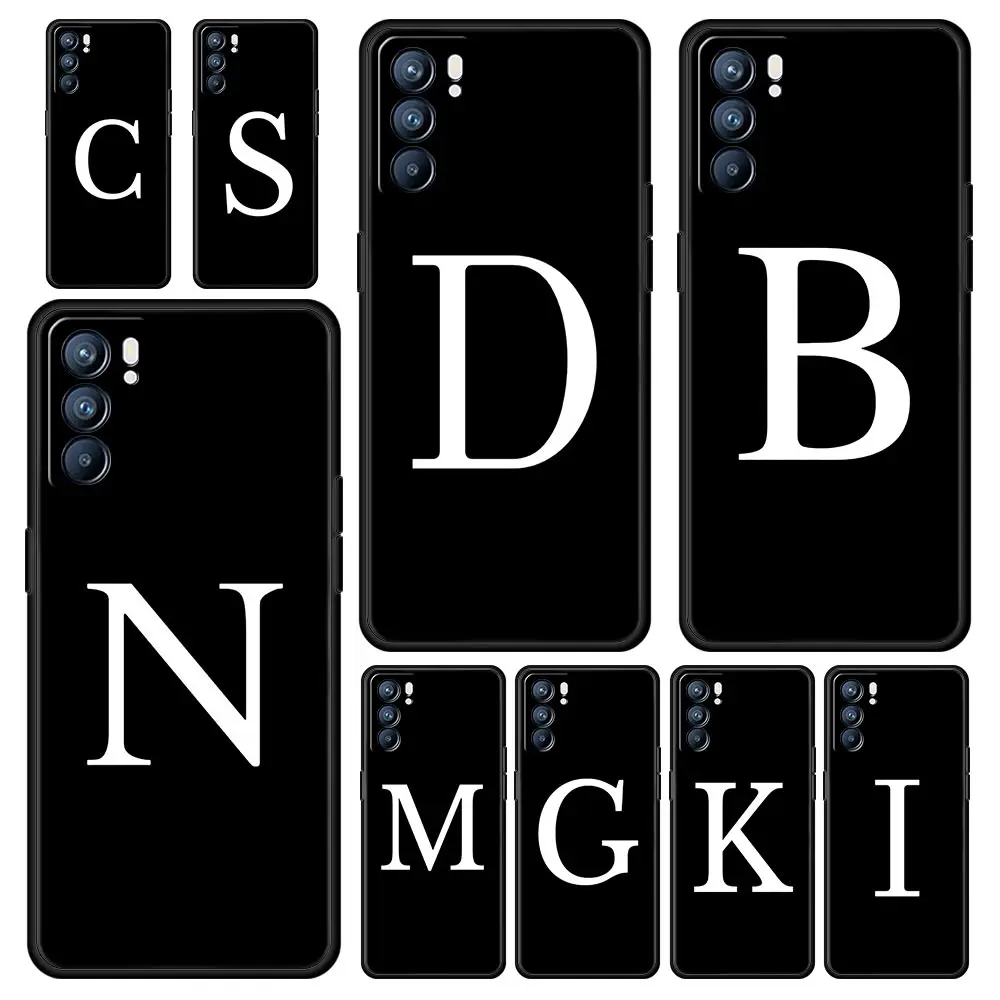 Phone Case For Oppo A98 A80 A79 A78 4G A76 A54 A53 A52 A16 A17 Reno 10 11 12 13 F 6 Find X5 Pro 5G Cover Initial Letter A Z