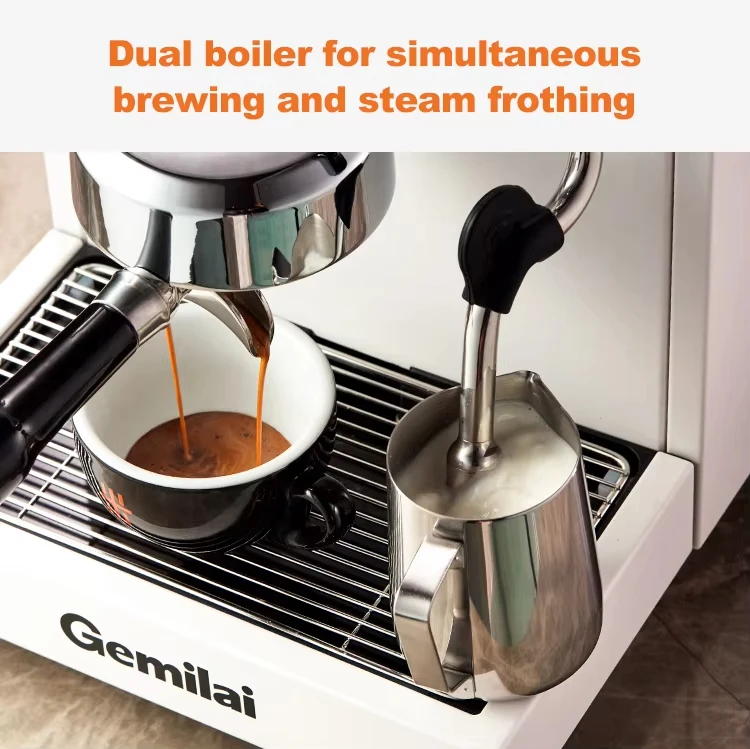 

Gemilai G3145B 15Bar Espresso Machine, Dual Boiler, ULKA Pump, 1L Stainless Steel Boiler
