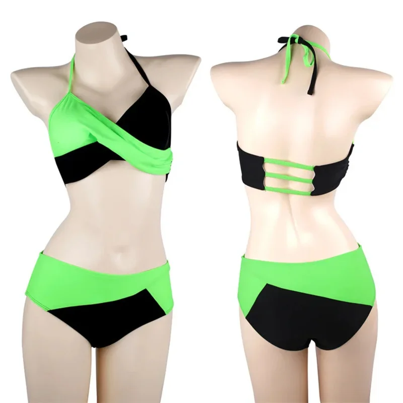 Anime Shego Swimsuit Kim Cosplay Costume Two-Piece Swimwear Outfits Bodysuit Jumpsuits Bathing Beach Bikini Set Halloween UY2712