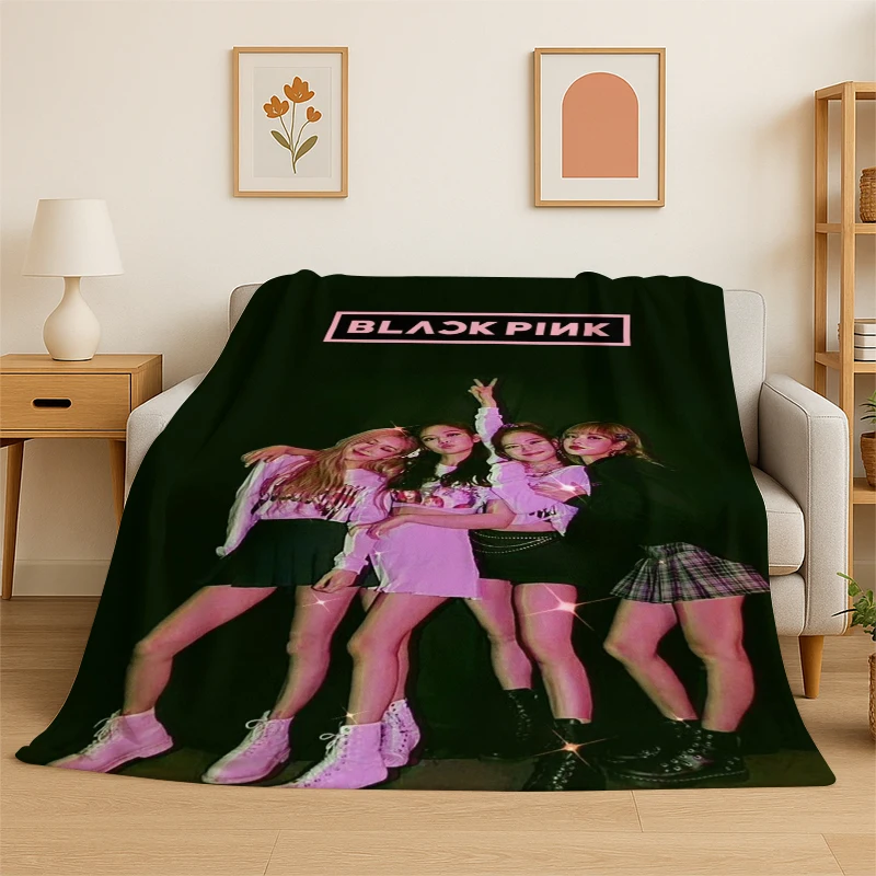 

Модное фланелевое одеяло B-Black P-Pink Kpop Star, мягкое теплое одеяло для спальни, гостиной, путешествий, кемпинга, пикника, для детей
