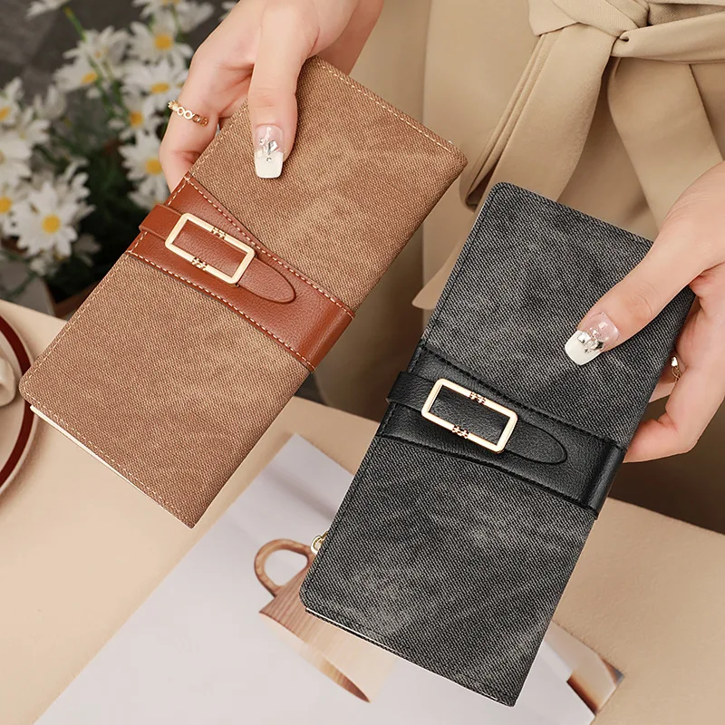 

Женский длинный кошелек из искусственной кожи, минималистичный кошелек на молнии с карманом для монет, модный клатч в корейском стиле