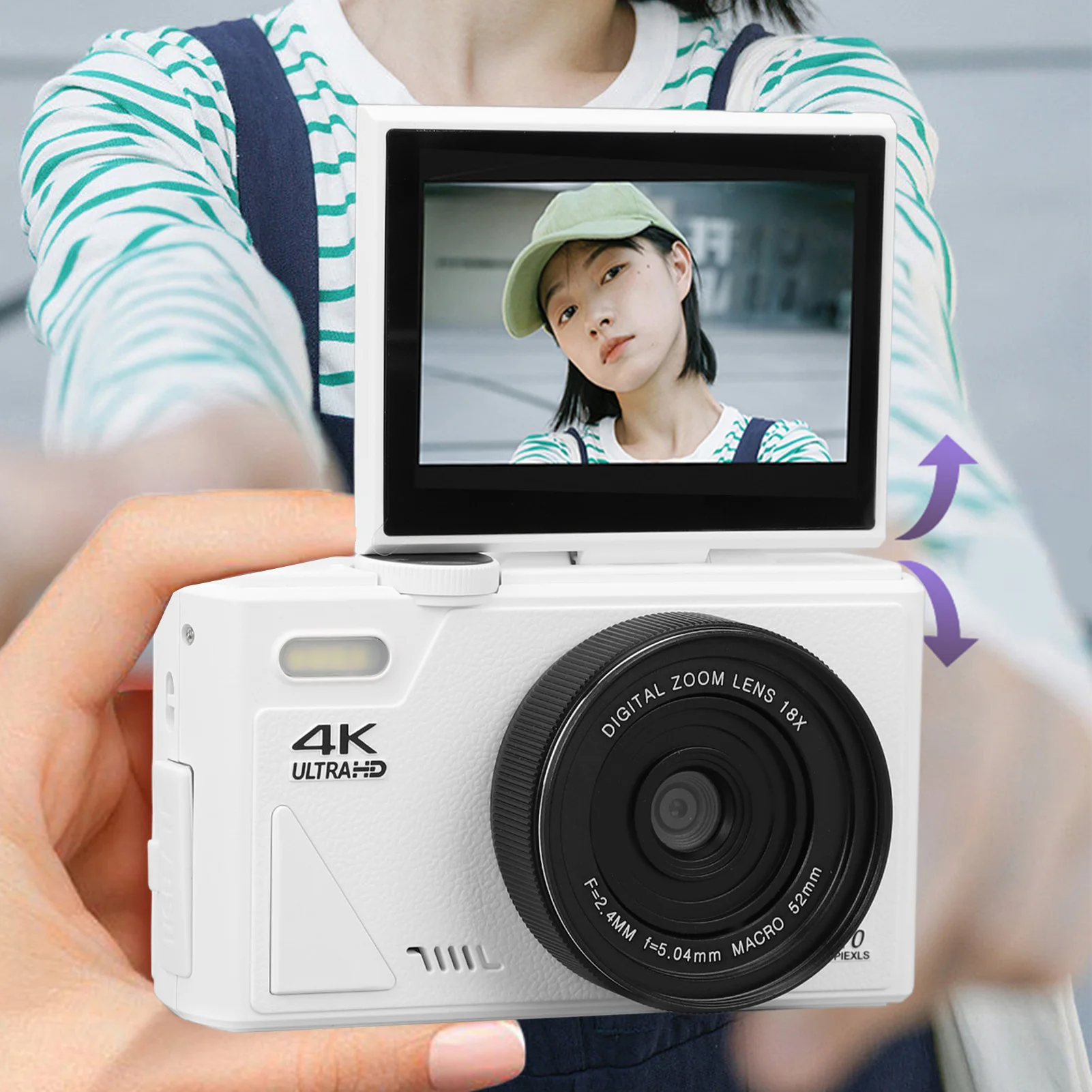 

Digital Camera Autofocus Video Pause Function Retro Digital Camera 3 Inch Screen UHD 4K for Beginners for Photography
