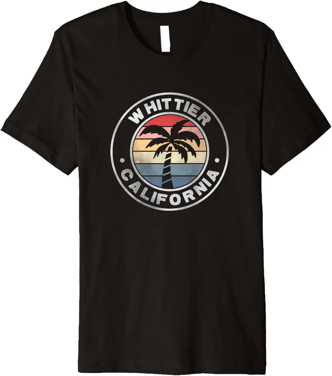 Whittier California Sunset Palm Trees Beach Retro Premium T-Shirt