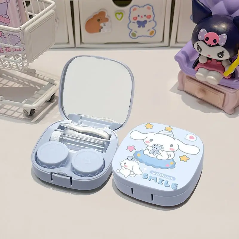 

2025 new cute Sanrio ins contact lens box portable contact lens box significant other box with mirror wearer storage female
