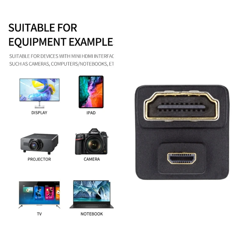 Convertidor adaptador de Audio y vídeo Micro HDMI 1,4 macho tipo D a HDMI hembra Protector de puerto 360 grados para cámaras monitores tabletas