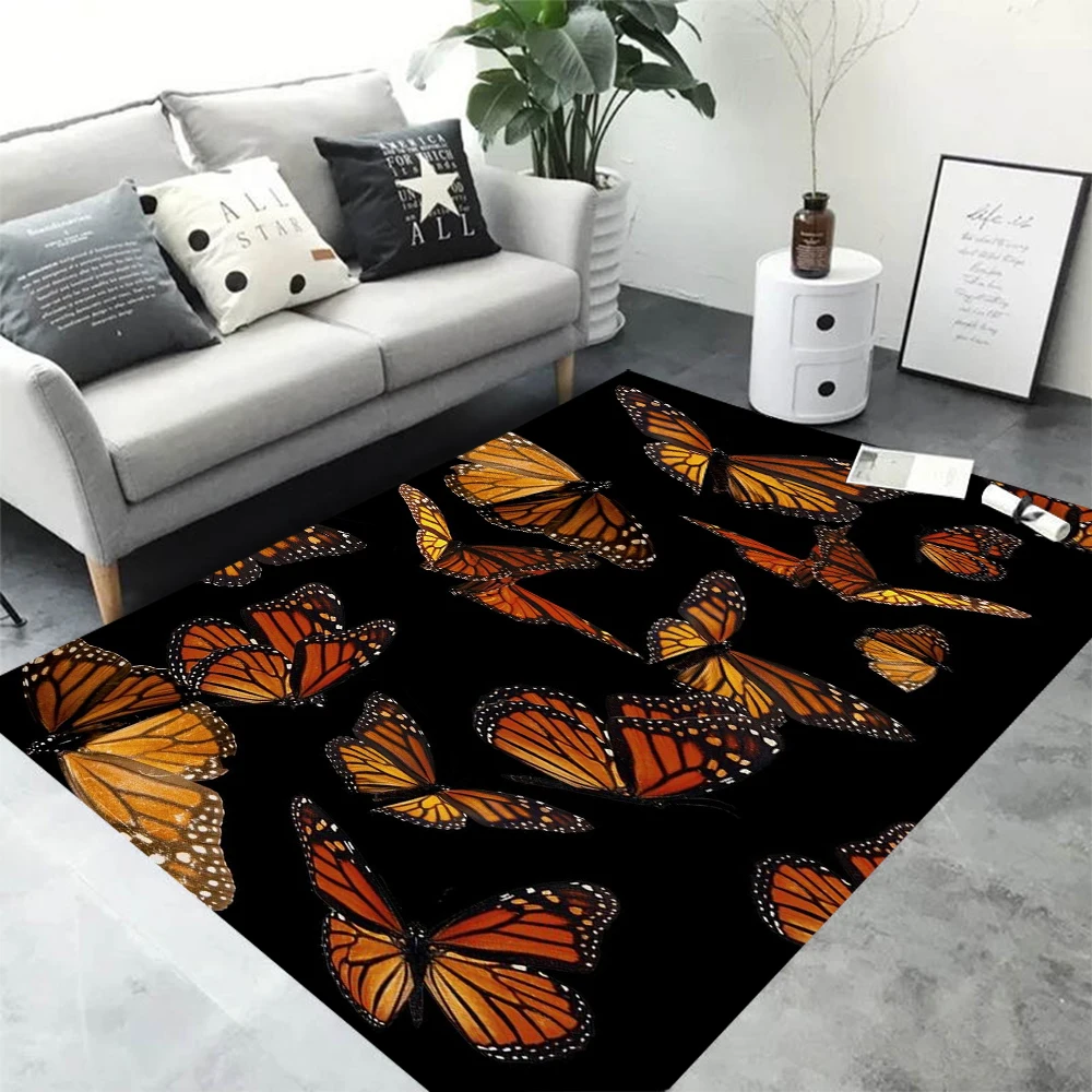 Vintage dunkler Schmetterling Muster Teppich 3D Schmetterling Wohnzimmer Schlafzimmer Flur Teppich Badezimmer Bodenmatte Schlafzimmer Dekor Geschenk
