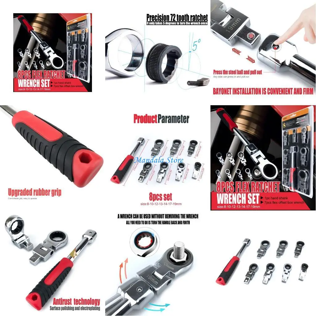 

U2JC Adjustable Wrench Heat Treated Ratchet Wrench Anti-Rust Spanner Wrench Hand Tool