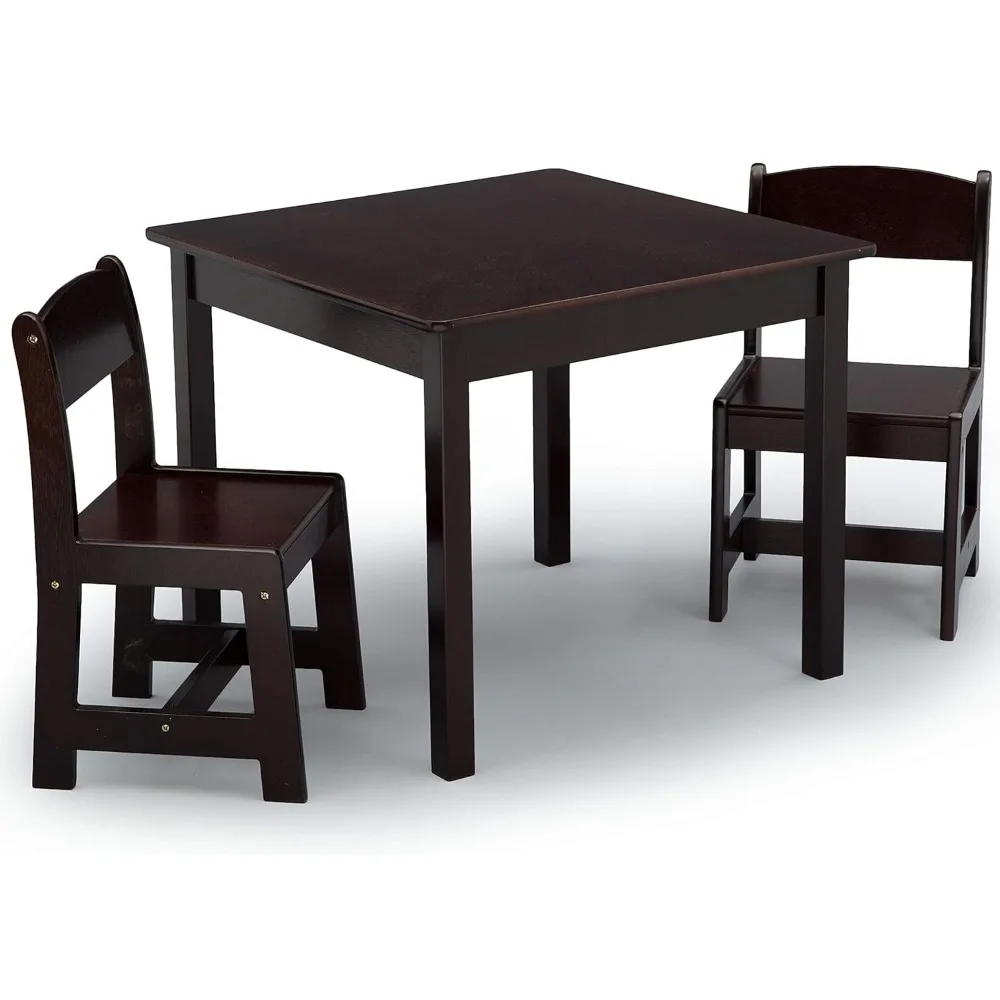 Conjunto de mesa e cadeira de madeira infantil Delta infantil, ideal para artesanato, hora do lanche, lição de casa, tamanho meu2 cadeiras incluídas