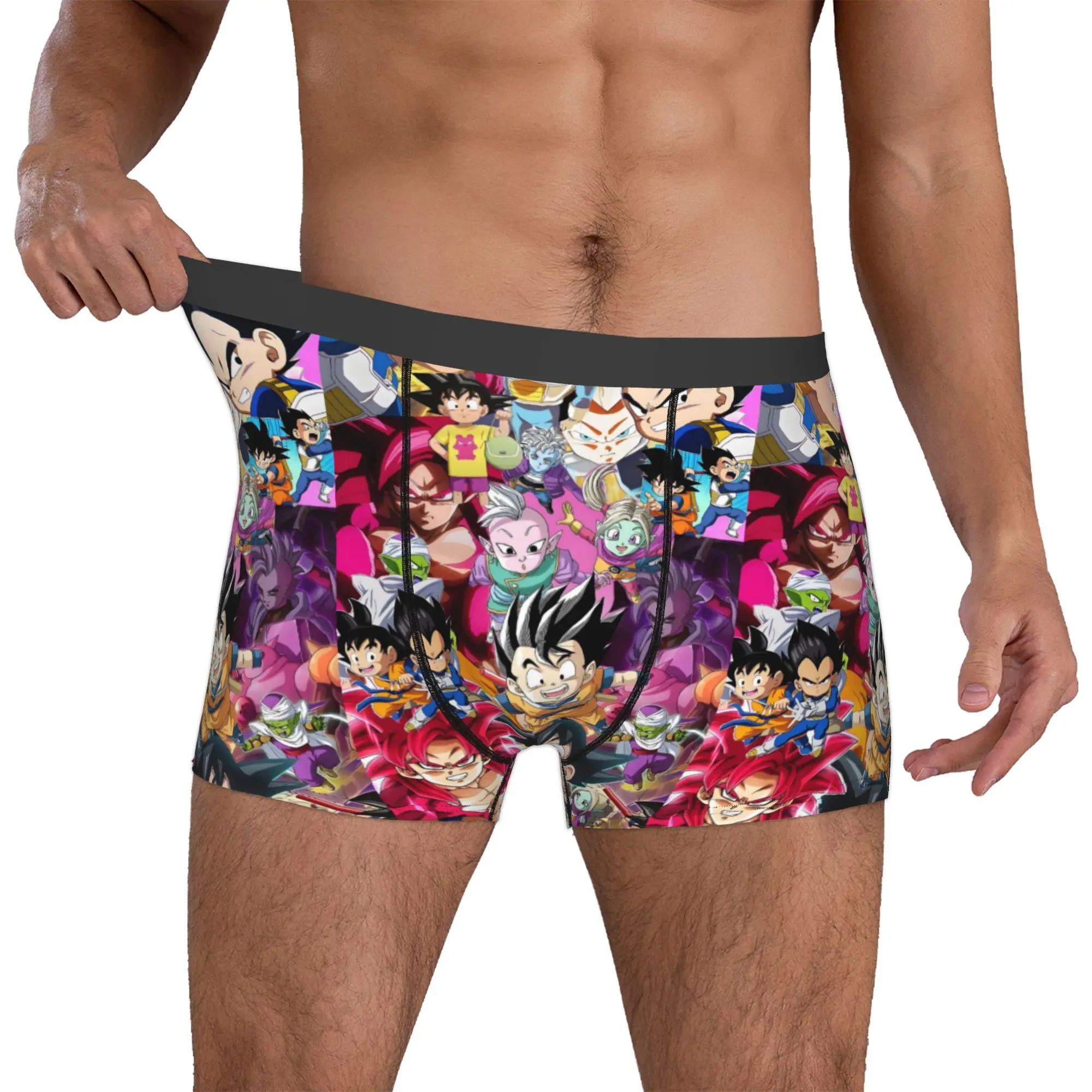 Maßgeschneiderte DBZ Vegeta Cartoon Boxershorts für Herren, 3D-Druck, heiße Unterwäsche, Slips, atmungsaktive Unterhosen