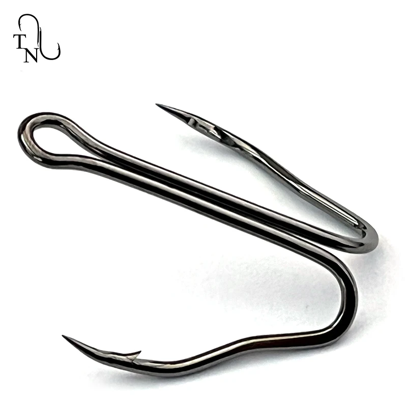 TN112 10PCS 3551 High Quality Double Fishing Hook Hight Carbon Steel Barb Fishing Hook For Frog Lure